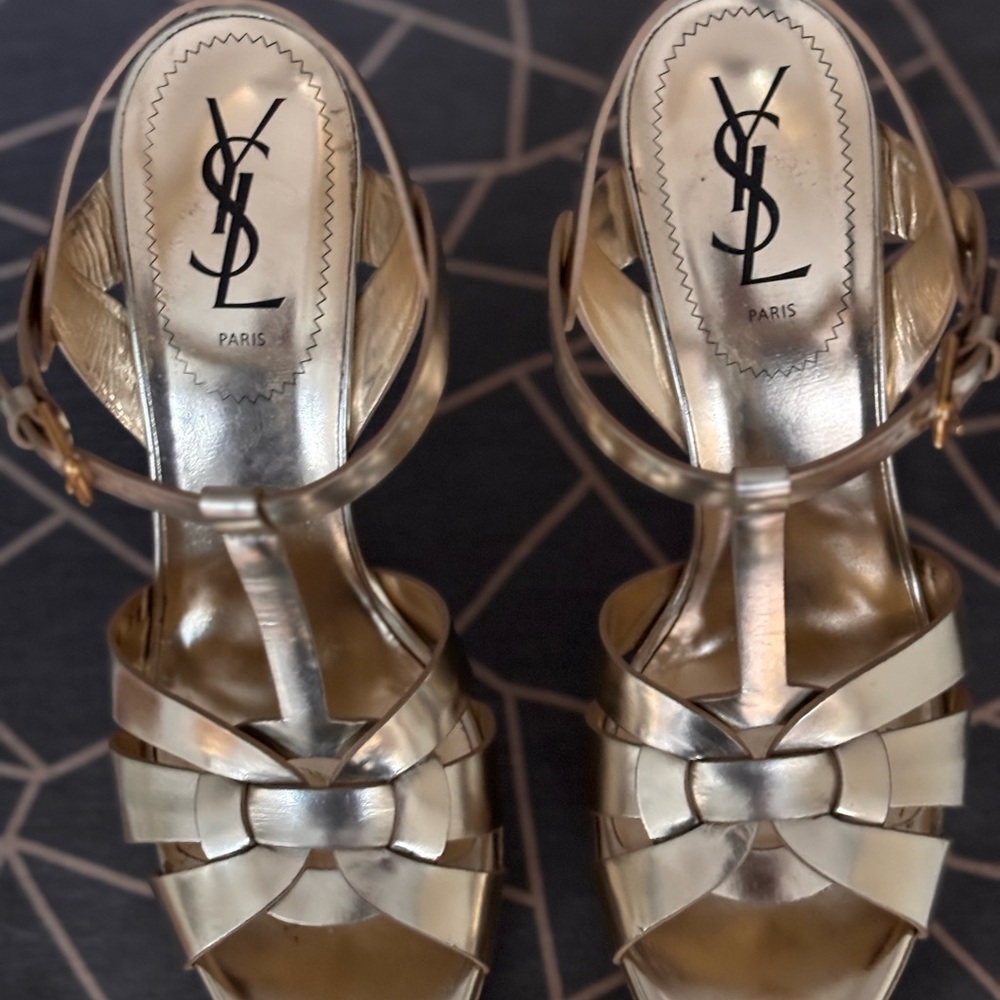 Yves Saint Laurent Metallic Gold Heels